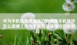 华为手机垃圾清理技巧和教程手机缓存怎么清理「华为手机垃圾清理技巧和教程」