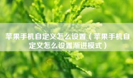 苹果手机自定义怎么设置（苹果手机自定义怎么设置渐进模式）