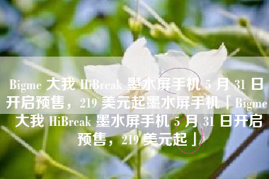 Bigme 大我 HiBreak 墨水屏手机 5 月 31 日开启预售，219 美元起墨水屏手机「Bigme 大我 HiBreak 墨水屏手机 5 月 31 日开启预售，219 美元起」